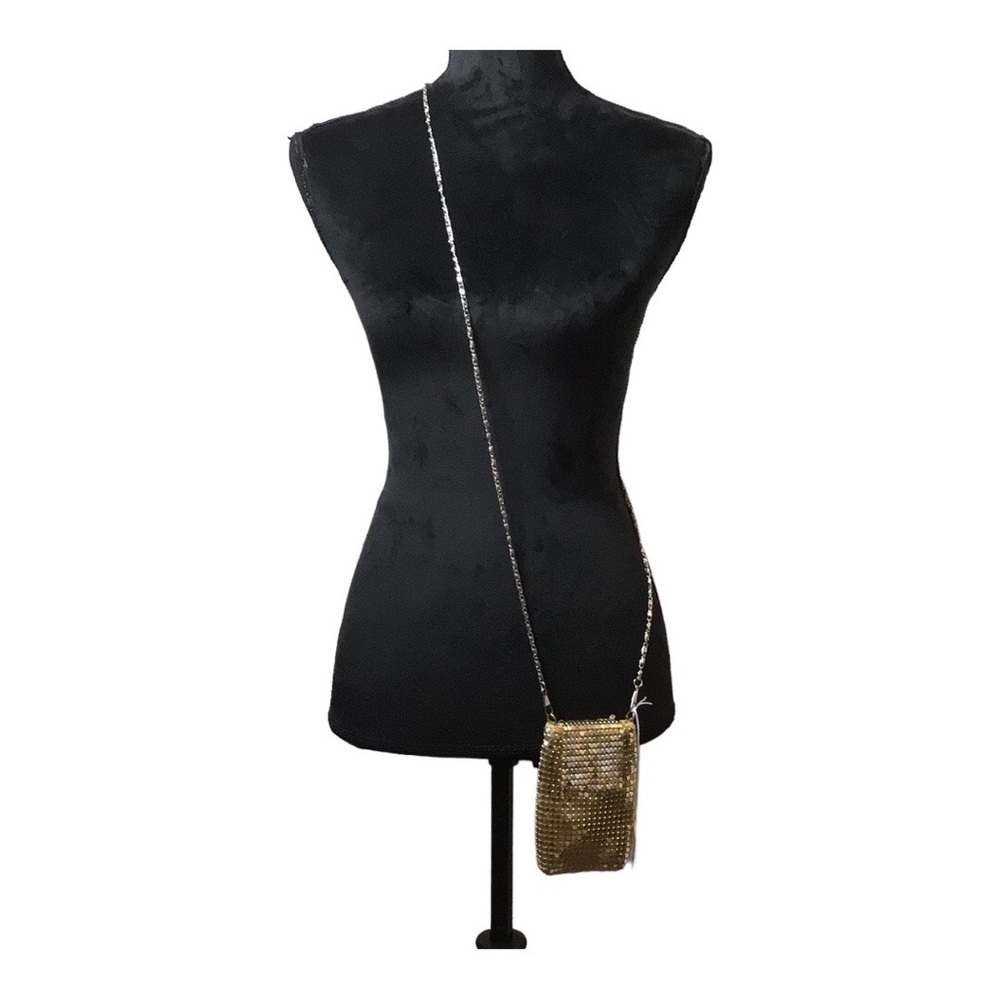 Gold Mesh Flapper Crossbody Purse